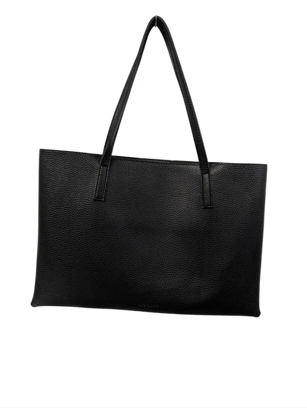 Vince Camuto Black Pebbled Tote Bag Gray Stripe Large Shoulder Bag